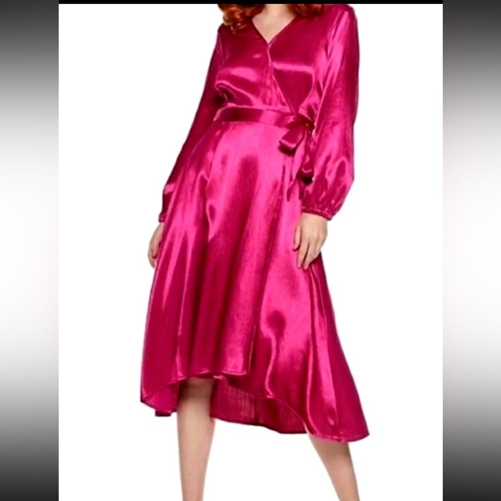 Satin Wrap Midi Dress
